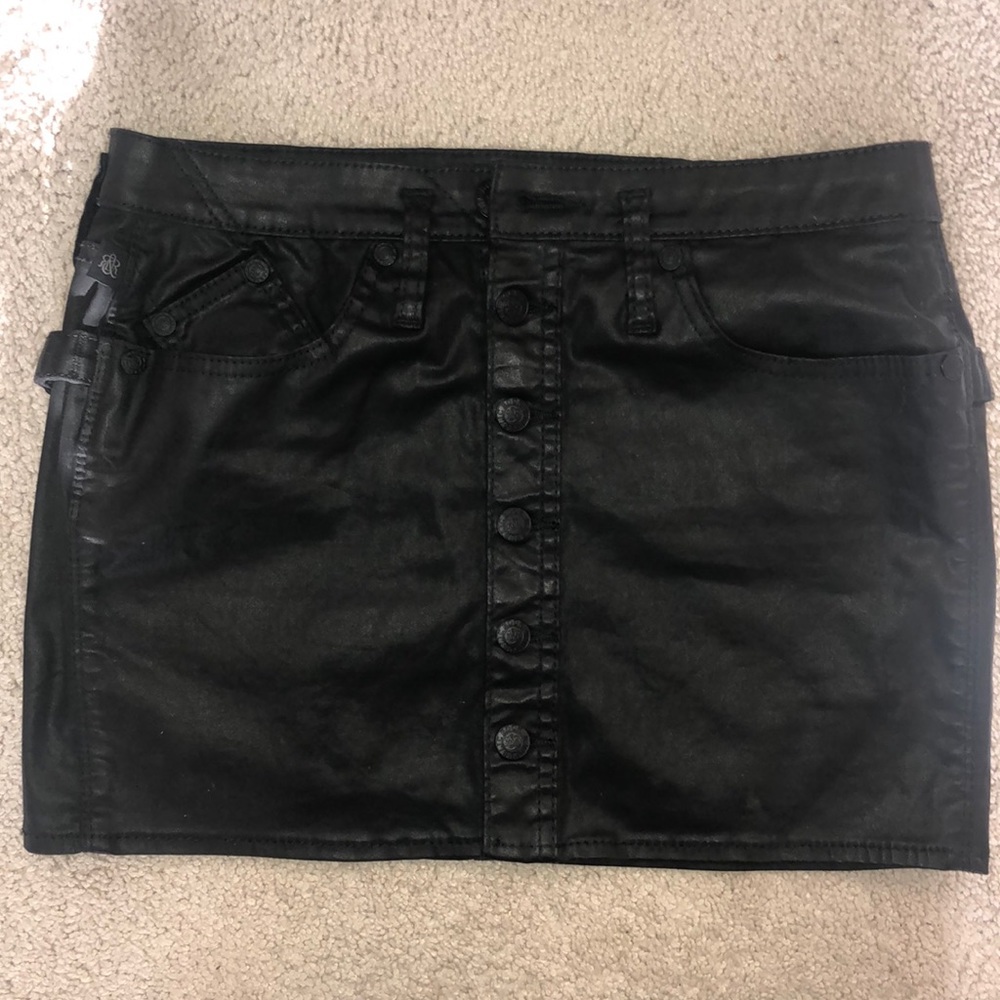 Rock & Republic Leather Black Mini Skirt